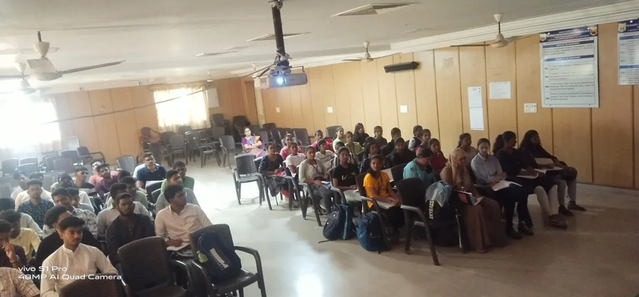 Students seated in a college seminar hall during a workshop