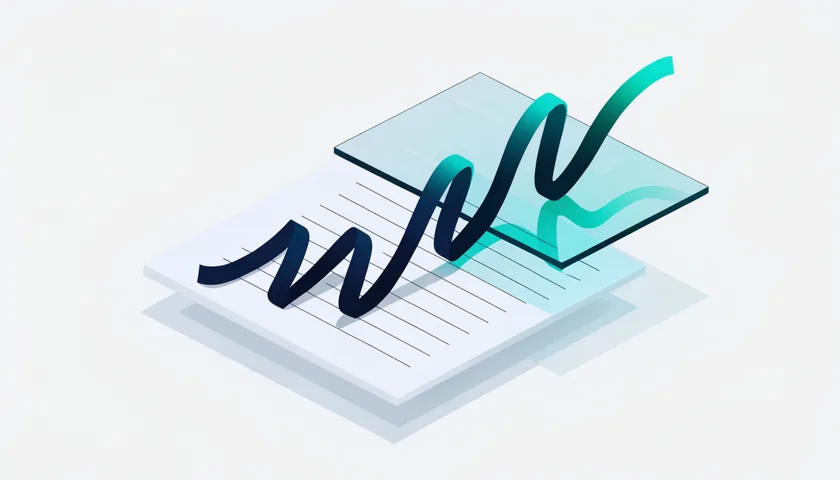 Diagram: a handwritten stroke lifted off a scanned document onto its own layer